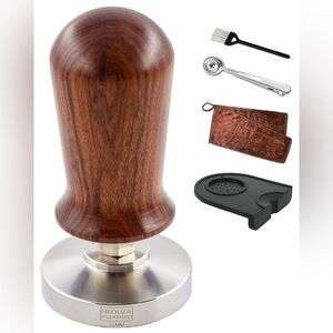 Elegant 51 mm Wooden Espresso Tamper with 4 Accessories (BNIB)